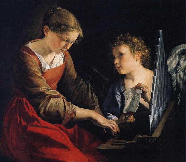 GENTILESCHI, Orazio Saint Cecilia with an Angel China oil painting art